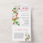 Berry Sweet Strawberry Baby shower All In One Uitnodiging (Binnen)