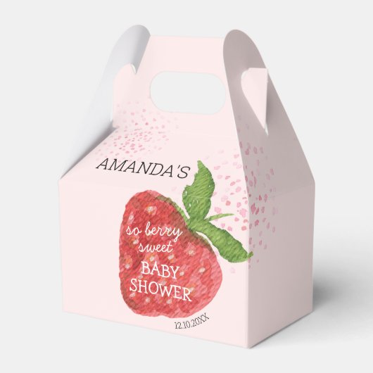 Berry Sweet Strawberry Baby shower Bedankdoosjes (Voorkant Zijde)