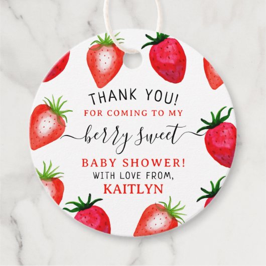 Berry Sweet Strawberry Baby shower Bedankjes Labels (Voorkant)