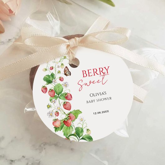 Berry Sweet Strawberry Baby shower Bedankjes Labels