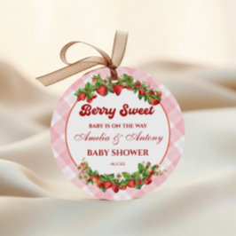 Berry Sweet Strawberry Baby shower Bedankjes Labels