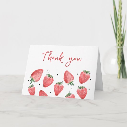 Berry Sweet Strawberry Baby shower Bedankkaart (Voorkant)