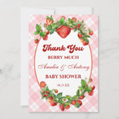 Berry Sweet Strawberry Baby shower Bedankkaart (Voorkant)
