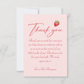 Berry Sweet Strawberry Baby shower Bedankkaart (Voorkant)