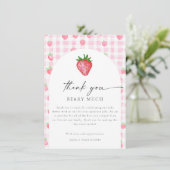 Berry Sweet Strawberry Baby shower Bedankt Card (Staand voorkant)