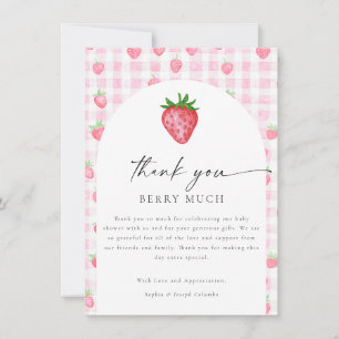 Berry Sweet Strawberry Baby shower Bedankt Card