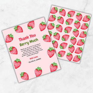 Berry Sweet Strawberry Baby shower Bedankt Card