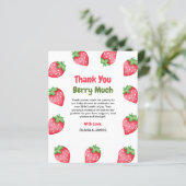Berry Sweet Strawberry Baby shower Bedankt Card (Staand voorkant)