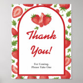 Berry Sweet Strawberry Baby shower Bedankt Teken Poster (Voorkant)