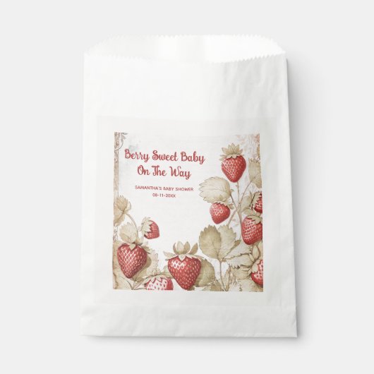 Berry Sweet Strawberry baby shower Bedankzakje (Voorkant)