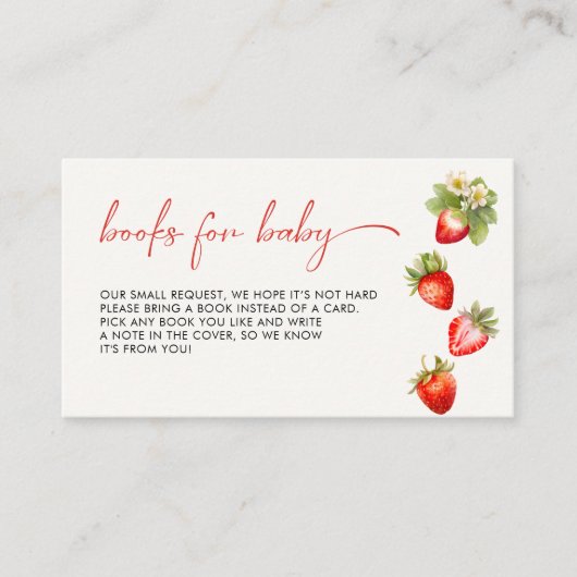Berry Sweet Strawberry Baby shower Boekaanvraag Informatiekaartje (Voorkant)
