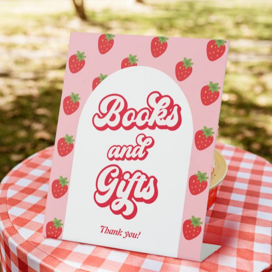 Berry Sweet Strawberry Baby shower Boeken en cadea Reclamebord Met Voetstuk