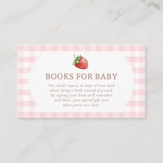 Berry Sweet Strawberry Baby shower boeken voor Bab Informatiekaartje (Voorkant)