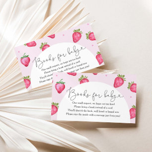 Berry Sweet Strawberry Baby shower boeken voor Bab Informatiekaartje