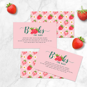 Berry Sweet Strawberry Baby shower boeken voor Bab Informatiekaartje