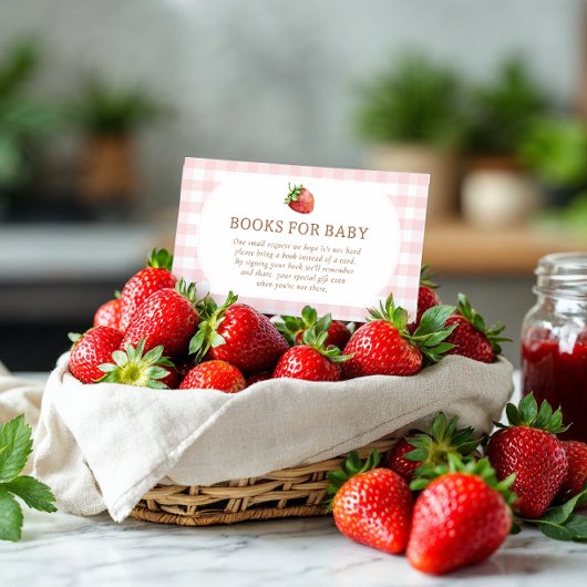Berry Sweet Strawberry Baby shower boeken voor Bab Informatiekaartje