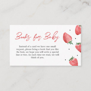 Berry Sweet Strawberry Baby shower Boeken voor Bab Informatiekaartje