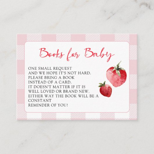 Berry Sweet Strawberry Baby Shower Book Request Informatiekaartje (Voorkant)