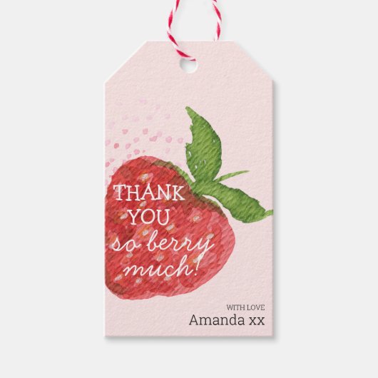 Berry Sweet Strawberry Baby shower Cadeaulabel (Voorkant)