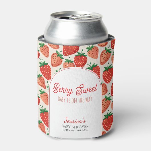 Berry Sweet Strawberry Baby shower Cooler (Blikje Voorkant)