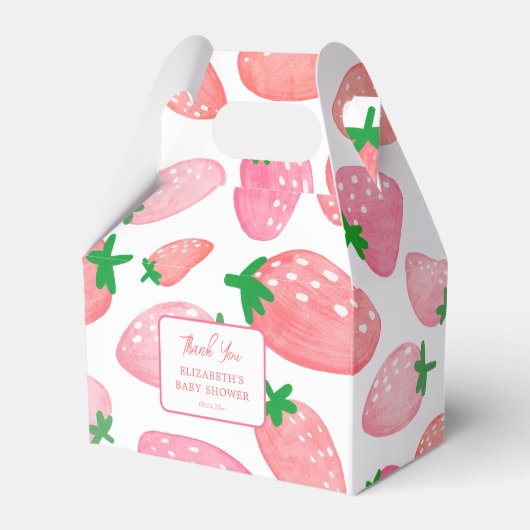 Berry Sweet Strawberry Baby shower Dank u Bedankdoosjes (Voorkant Zijde)