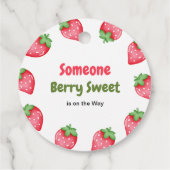 Berry Sweet Strawberry Baby shower Dank u Bedankjes Labels (Achterkant)