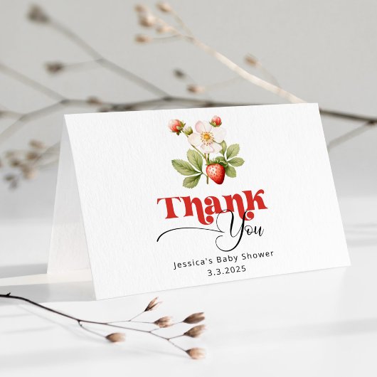 Berry sweet Strawberry baby shower dank u Bedankkaart