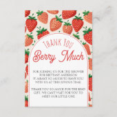 Berry Sweet Strawberry Baby shower Dank u Informatiekaartje (Voorkant)