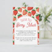 Berry Sweet Strawberry Baby shower Dank u Informatiekaartje (Staand voorkant)