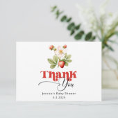 Berry sweet Strawberry baby shower dank u Kaart (Staand voorkant)