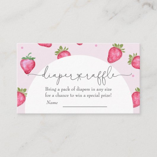 Berry Sweet Strawberry Baby shower Diaper Raffle Informatiekaartje (Voorkant)