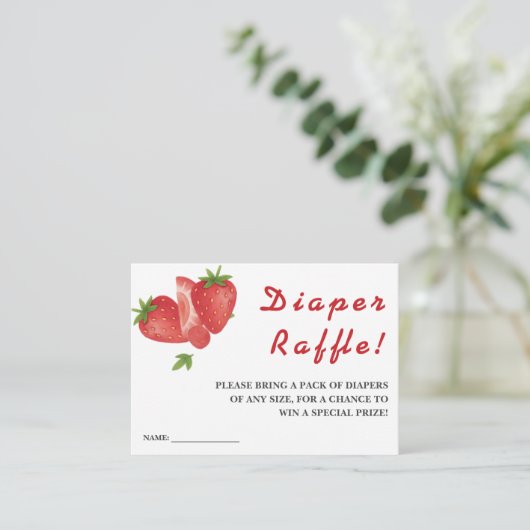Berry Sweet Strawberry Baby shower Diaper Raffle Informatiekaartje (Staand voorkant)