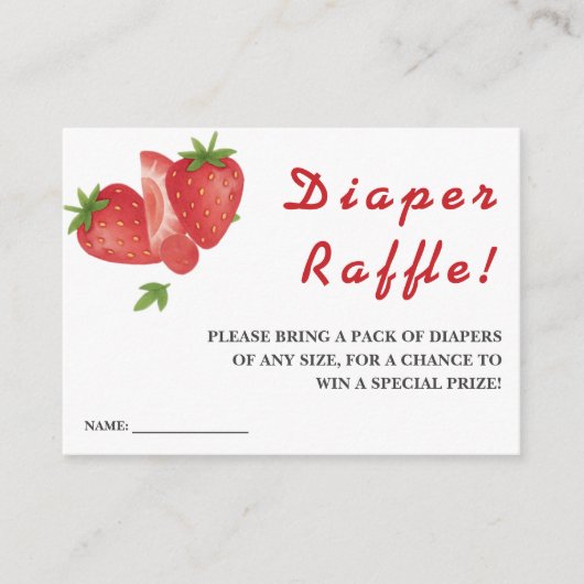 Berry Sweet Strawberry Baby shower Diaper Raffle Informatiekaartje (Voorkant)