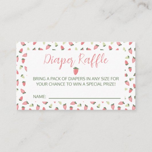 Berry Sweet Strawberry Baby Shower Diaper Raffle Informatiekaartje (Voorkant)