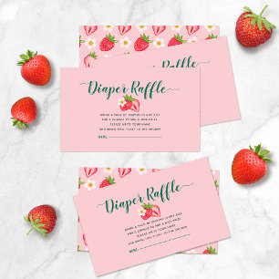 Berry Sweet Strawberry Baby shower Diaper Raffle Informatiekaartje