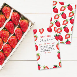 Berry Sweet Strawberry Baby shower Diaper Raffle Informatiekaartje