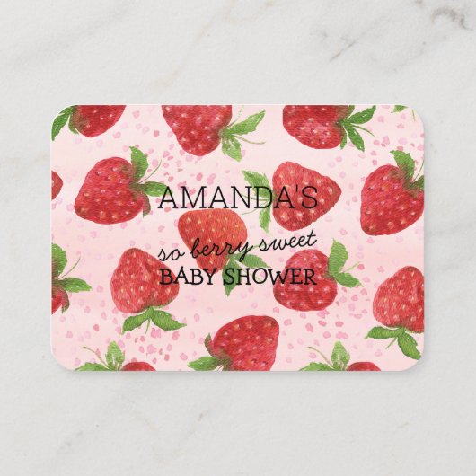 Berry Sweet Strawberry Baby shower Diaper Raffle Informatiekaartje (Achterkant)