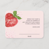 Berry Sweet Strawberry Baby shower Diaper Raffle Informatiekaartje (Voorkant)