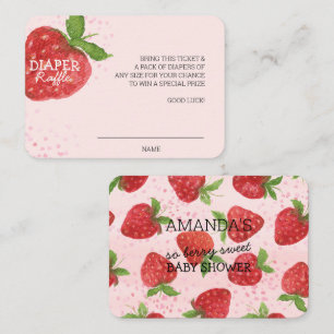 Berry Sweet Strawberry Baby shower Diaper Raffle Informatiekaartje