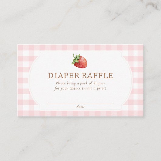 Berry Sweet Strawberry Baby shower Diaper Raffle Informatiekaartje (Voorkant)