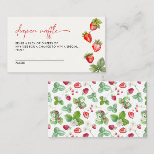 Berry Sweet Strawberry Baby shower Diaper Raffle Informatiekaartje