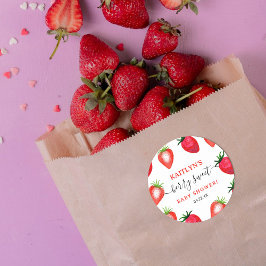 Berry Sweet Strawberry Baby shower Favoriet Ronde Sticker