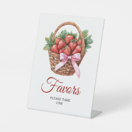 Berry Sweet Strawberry Baby Shower Favors Sign Reclamebord Met Voetstuk