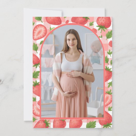Berry Sweet Strawberry Baby shower | FOTO Kaart (Achterkant)