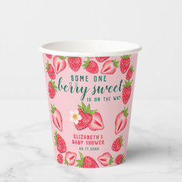 Berry Sweet Strawberry Baby shower gepersonaliseer Papieren Bekers