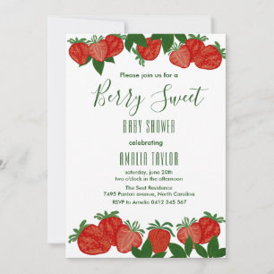 Berry Sweet Strawberry Baby shower Girl Kaart