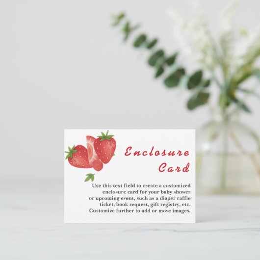 Berry Sweet Strawberry Baby shower Informatiekaartje (Staand voorkant)