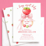 Berry Sweet Strawberry Baby Shower Invitation Kaart<br><div class="desc">Celebrate a sweet new arrival with this adorable Berry Sweet Strawberry Baby Shower Invitation. Featuring a charming watercolor strawberry paired with a soft pink ribbon bow and baby rattle design, this invitation perfectly captures the sweetness of welcoming a little one. The playful phrase “A Berry Sweet Baby is on the...</div>