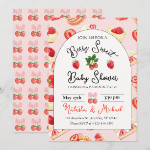 Berry Sweet Strawberry Baby shower Kaart