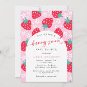 Berry Sweet Strawberry Baby shower Kaart (Voorkant)